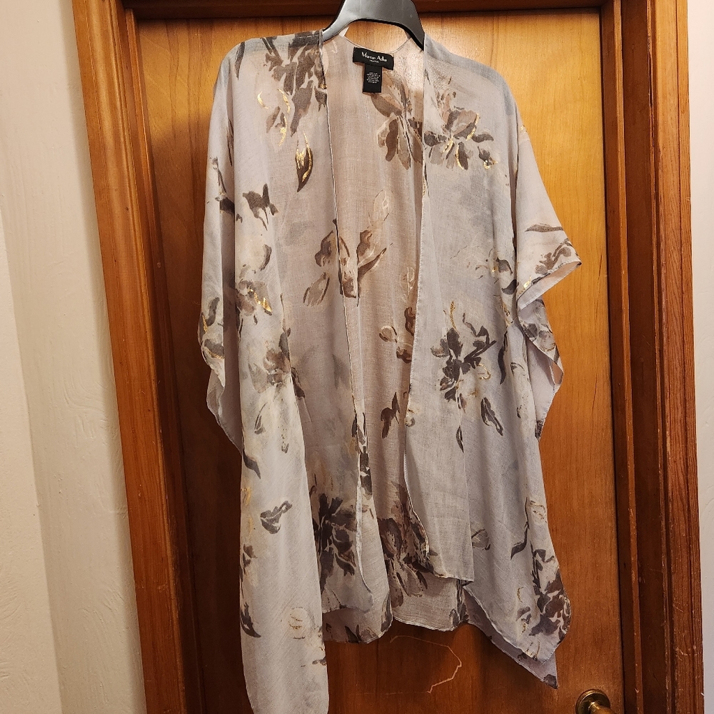 EUC Blue with Metallic Gold Detail Beach Throw / Ruana - One Size